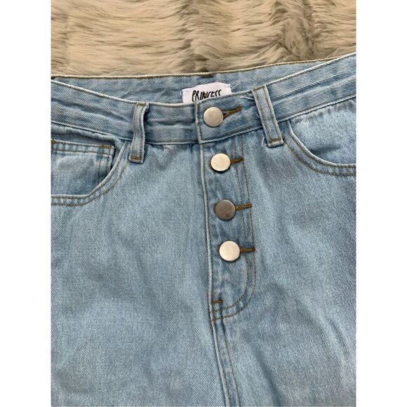 Princess Polly Fall in Line Mom Jeans sz 4 Blue High Rise Button Fly Rigid Denim - Picture 3 of 7